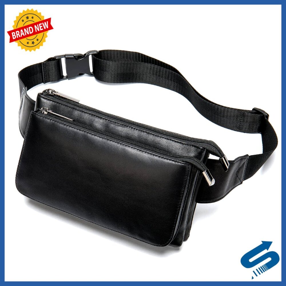 Lambskin Leather Fanny Pack Waist Bag Crossbody Hands-Free Bumbag